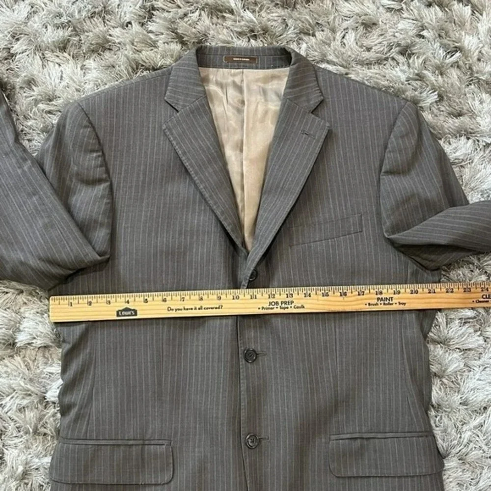 PETER MILLAR Crown Wool Mens Gray Striped Blazer Sport Coat Jacket